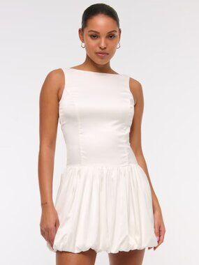 Abercrombie & Fitch High-Neck Bubble Hem Mini Dress